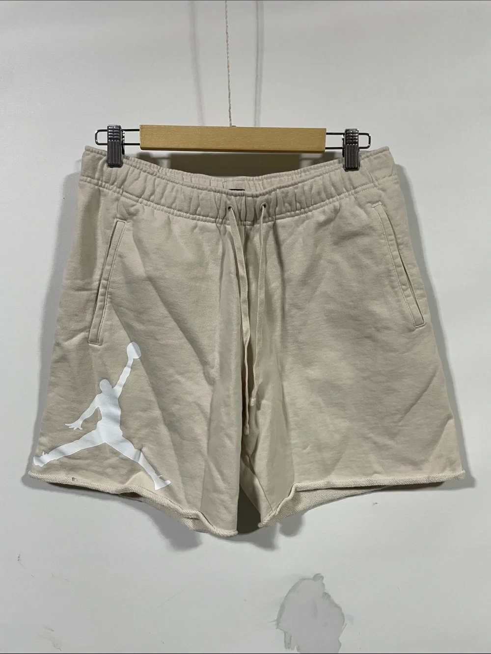 Jordan Men's Neutral Beige Athletic Shorts with White Jumpman